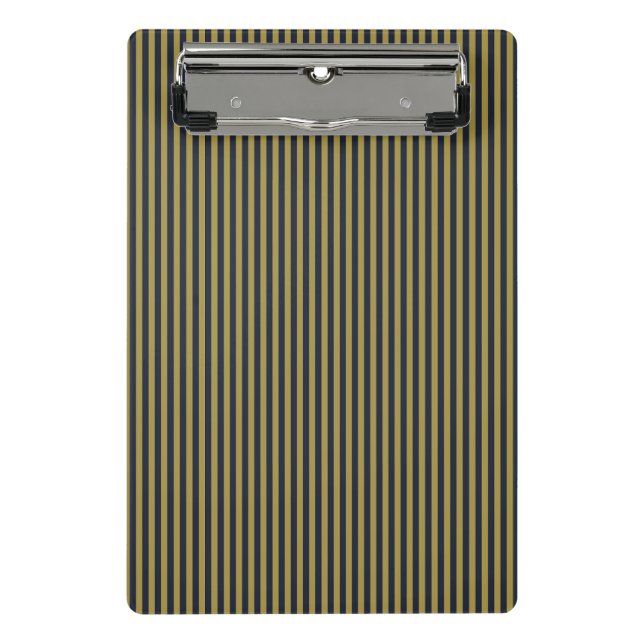 Elegante dünne goldene und blaue blaue Streifen Mini Klemmbrett (Vorderseite)