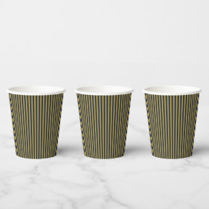 Elegante dünne goldene und blaue blaue Streifen Pappbecher
