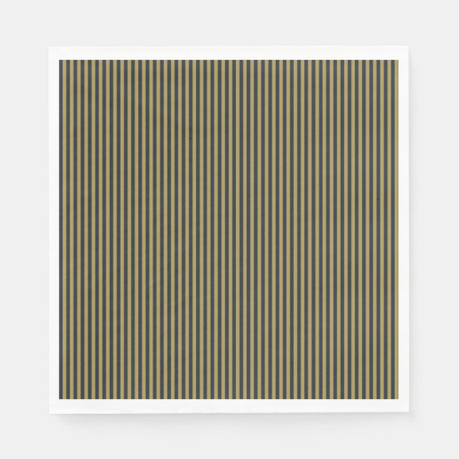 Elegante dünne goldene und blaue blaue Streifen Serviette (Vorderseite)
