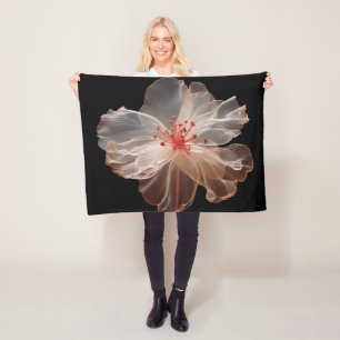 Elegante durchsichtige Blume auf schwarz Fleecedecke