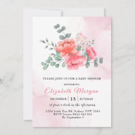 Elegante Dusche in Rosa Aquarell Einladung