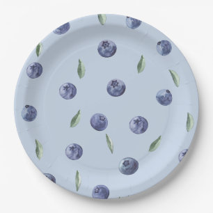 Elegante Dusche mit Heidelbeeren Pappteller