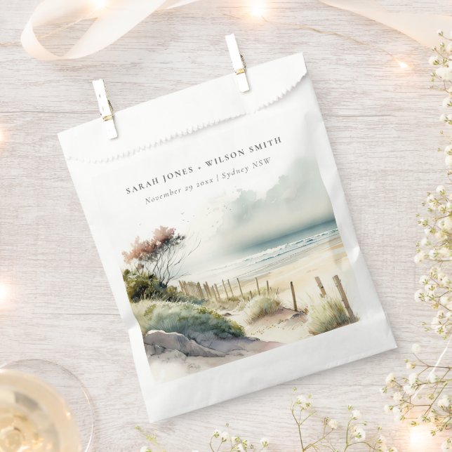 Elegante duskische Küste Sandstrand Hochzeit Geschenktütchen (Ausgeschnitten)