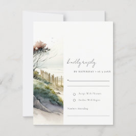 Elegante duskische Küste Sandstrand Hochzeit RSVP Karte