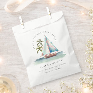Elegante Dusky Aquamarin Sailboat Palm Seascape We Geschenktütchen