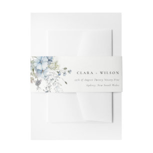 Elegante dusky Blue Hütte Hochzeit Wasserfarben Einladungsbanderole