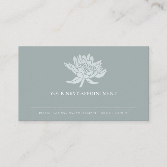 ELEGANTE DUSKY BLUE LOTUS FLORAL ERNENNUNG VISITENKARTE (Vorderseite)