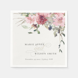 Elegante Dusky Blush Rose Wildblume Blumenzwiese Serviette