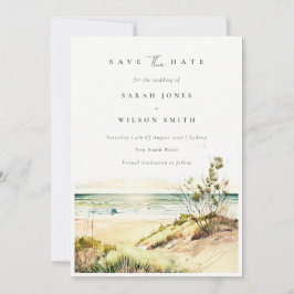 Elegante Dusky Coastal Beach Sand Sun Seascape Save The Date