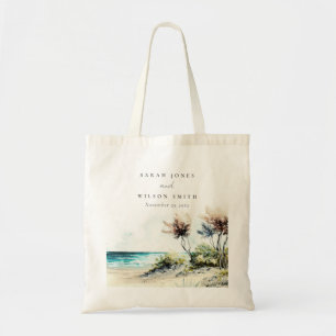 Elegante dusky Coastal Palm Beach Seascape Wedding Tragetasche