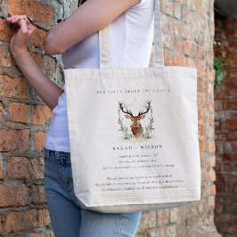 Elegante Dusky Deer Floral Wappen Fun Fakten Hochz Tragetasche