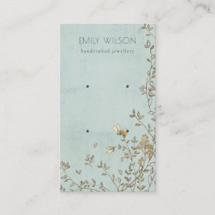 Elegante Dusky Floral Aqua Stud Earring Display Visitenkarte