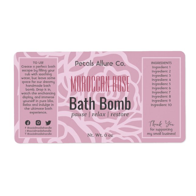 Elegante Dusky Rose Rosa Blumenmuster Wellness-Cen (Vorne)