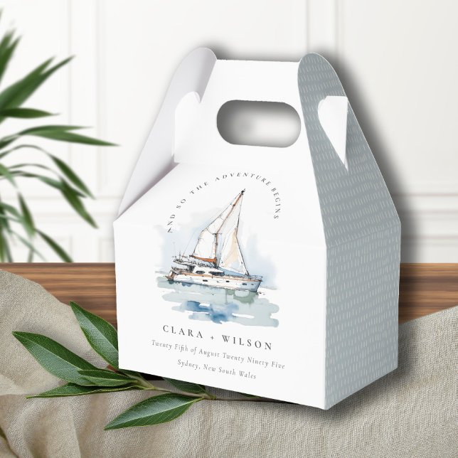 Elegante Dusky Sailboat Seascape Wedding Geschenkschachtel (Von Creator hochgeladen)