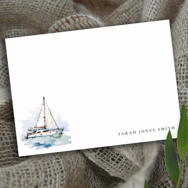 Elegante Dusky Sailboat Seascape Wedding Mitteilungskarte (Von Creator hochgeladen)