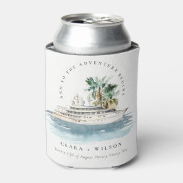 Elegante Dusky Schifffahrt Palm Seascape Hochzeit Dosenkühler