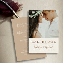 Elegante Dusty Beige Moderne Typografie Hochzeit