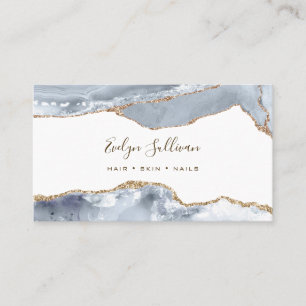 Elegante Dusty Blue Agate Business Card Visitenkarte