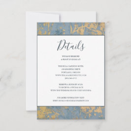 Elegante Dusty Blue and Gold Wedding Details Card Einladung