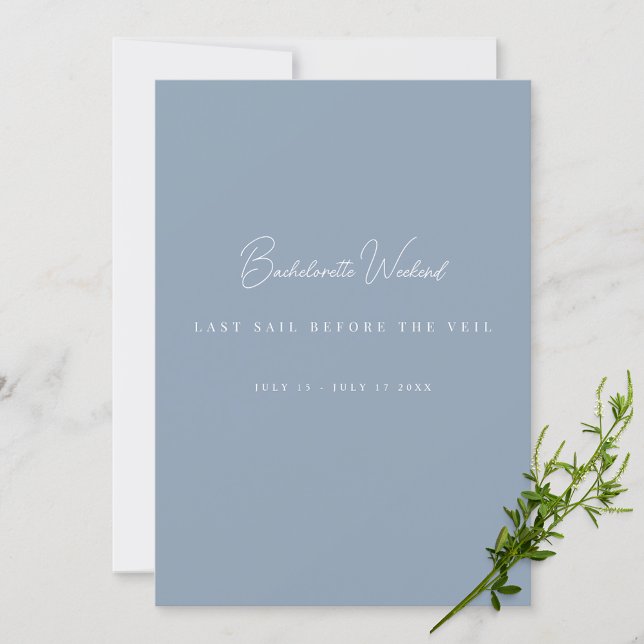 Elegante Dusty Blue Bachelorette Weekend Card Einladung (Von Creator hochgeladen)
