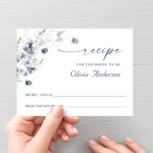 Elegante Dusty Blue Boho Brautparty Rezept Card Postkarte
