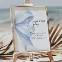 Elegante Dusty Blue Bow Baby Shower Books für Baby