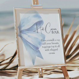 Elegante Dusty Blue Bow Baby Shower Hot Cocoa Bar Poster