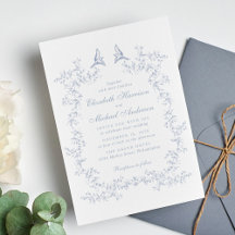 Elegante Dusty Blue Chinoiserie Watercolor Hochzei