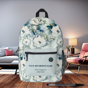 Elegante Dusty Blue Watercolor Rose Bedruckter Rucksack