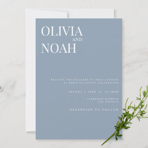 Elégante Dusty Blue Wedding Réception Invitation