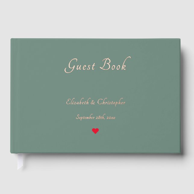 Elegante Dusty Green Rose Gold Weddings Anniversar Gästebuch (Vorderseite)