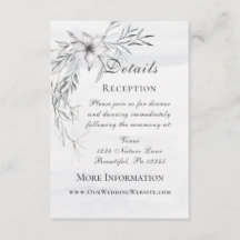 Elegante Dusty Grey White Floral Water color Weddi