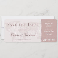 Elegante Dusty Rose Boarding Save the Date Pass