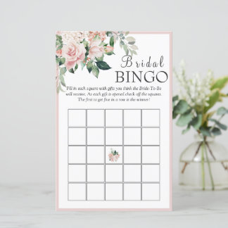 Elegante Dusty Rose Floral Bridal Bingo Game