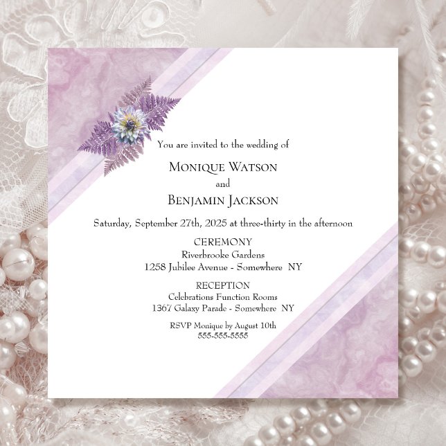 Elegante Dusty Rose Floral und Marmor Hochzeit Einladung (Von Creator hochgeladen)