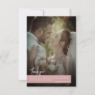 Elegante Dusty Rose Foto Banner Hochzeit Dankeskarte