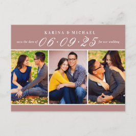 Elegante Dusty Rose FotoCollage Save the Date Ankündigungspostkarte