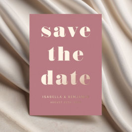 Elegante Dusty Rose Gold Save the Date Karte