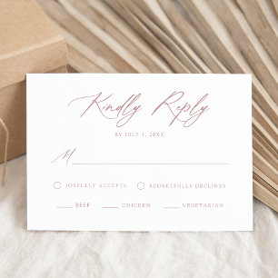 Elegante Dusty Rose Kalligrafie-Menüwahl-Hochzeit RSVP Karte