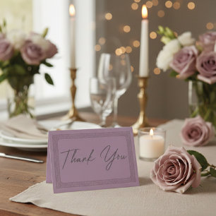 Elegante Dusty Rose Mauve Rahmen Schrift Hochzeit Dankeskarte