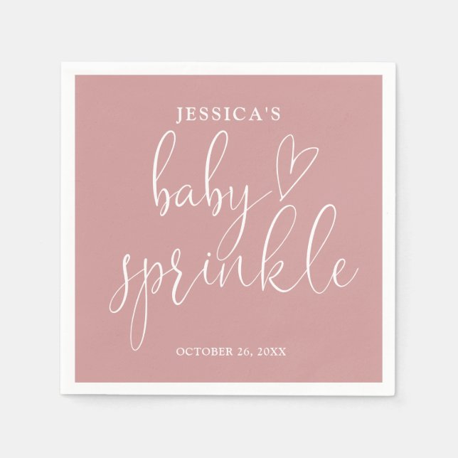 Elegante Dusty Rose Pink Baby Sprinkle Dusche Serviette (Vorderseite)