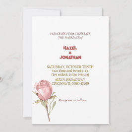 Elegante Dusty Rose Rosa Blumenzitat Einladung