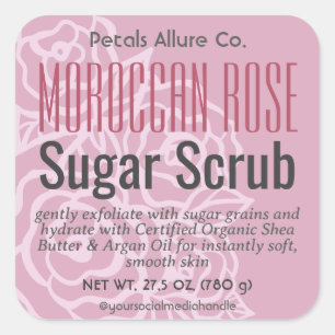 Elegante Dusty Rose Rosa Blütenzucker-Siegel Quadratischer Aufkleber