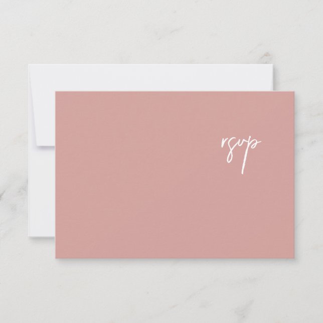 Elegante Dusty Rose Script Wedding RSVP Card Karte (Vorderseite)
