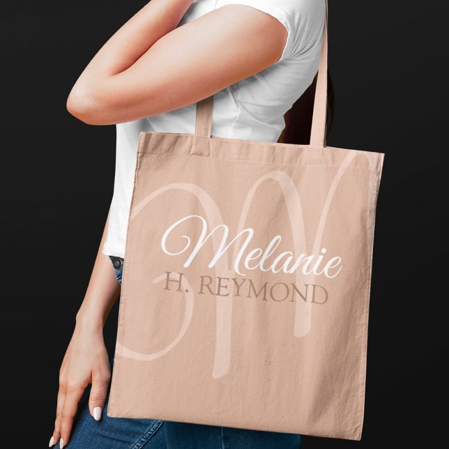 Elegante Dusty Rose Tote Bag mit ihrem Namen Tasche (Von Creator hochgeladen)