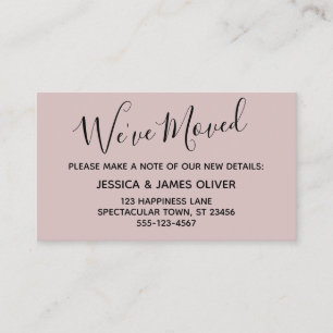 Elegante, dusty Rose Typografie "We ve Moved" Kart Visitenkarte
