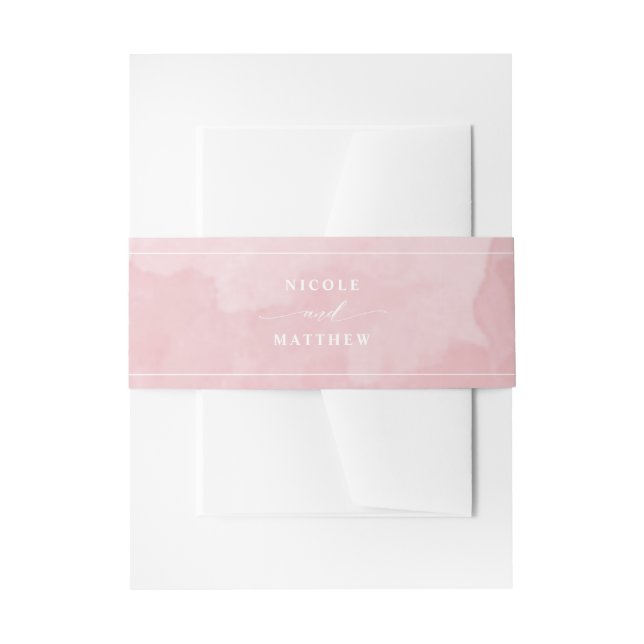 Elegante Dusty Rose Wasserfarbe, Hochzeit Einladungsbanderole (Vorderseite Beispiel)