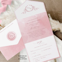 Elegante Dusty Rose Wasserfarbenmonogramm Hochzeit