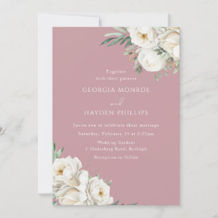 Elegante Dusty Rose & White Floral Wedding Einladung