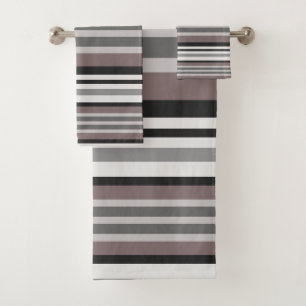Elegante Earth Tones Brown Savannah Stripes Muster Badhandtuch Set